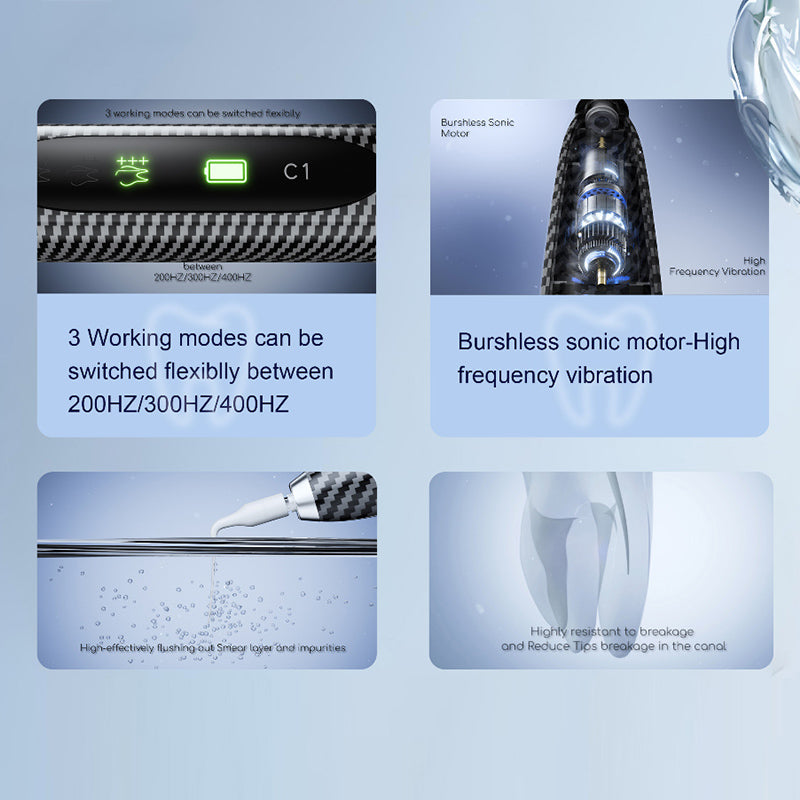 Dental Brushless Sonic Endo Activator with Unbreakable Flexible Plastic Tip